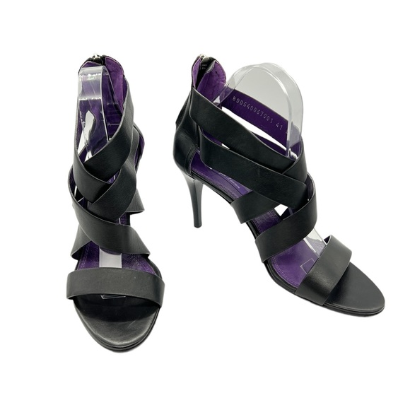 RALPH LAUREN PURPLE LABEL HEELS SANDALS WIDE STRAPPY GLADIATOR LEATHER US SZ 11 - Picture 1 of 10